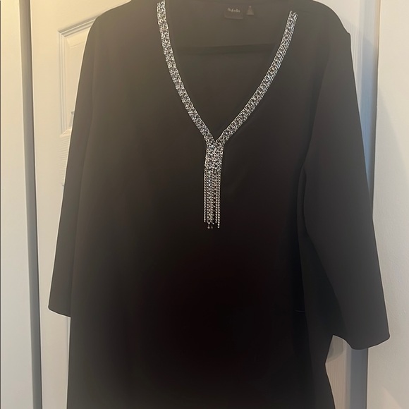 Rafaella Black Blouse with Silver Accents - Picture 1 of 3